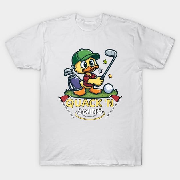 Golf Golfing Humor Duck Quack'n Swing T-Shirt by alcoshirts